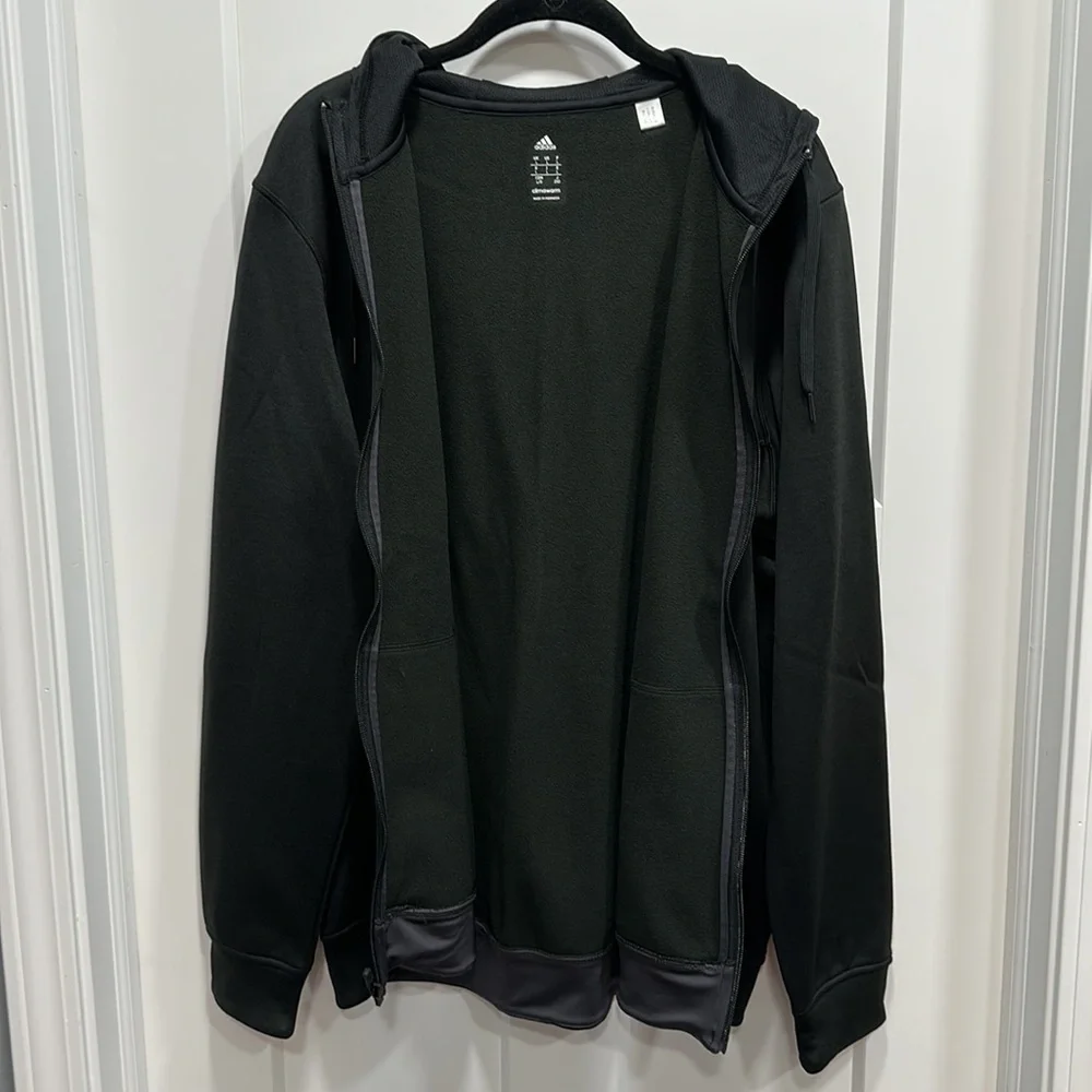 Adidas Full Zip Hoodie - Black Size Large